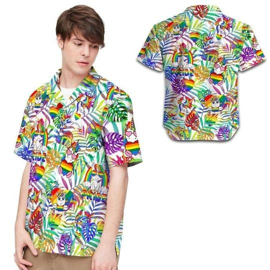 Rainbow Unicorn Tropical Hawaiian Shirt