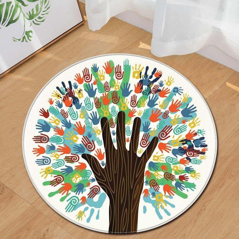 Raise Your Hand Round Rug Carpet Bedroom Livingroom Home Decor