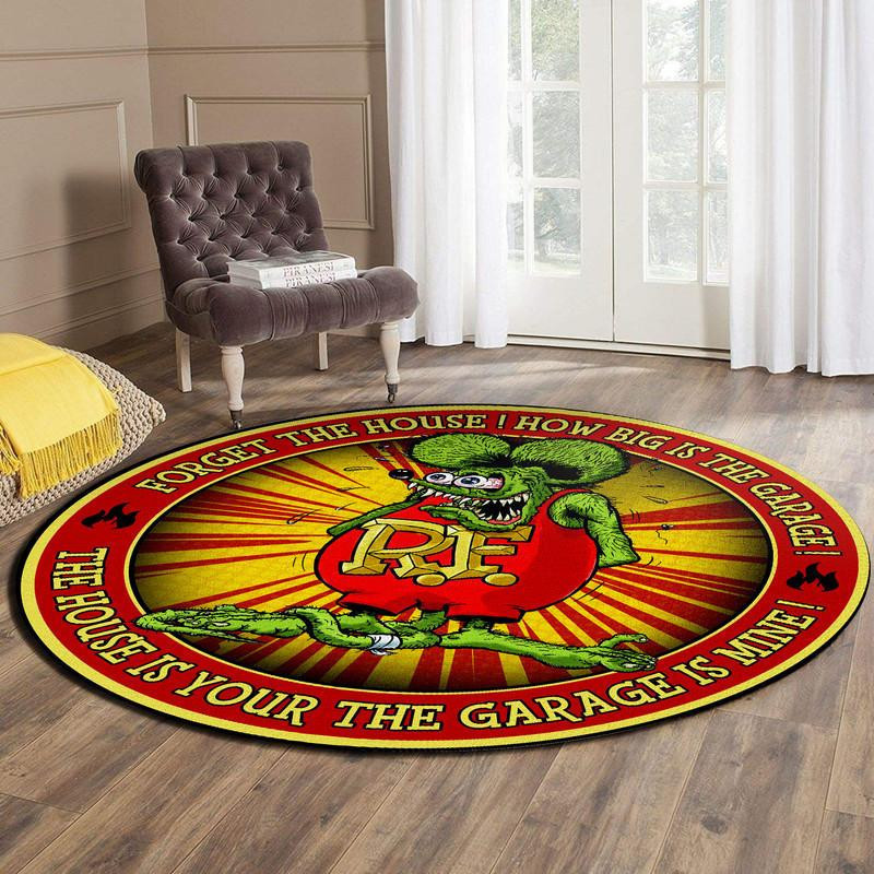 Rat Fink Hot Rod Garage Living Room Round Rug Carpet Bedroom Livingroom Home Decor - Image 4