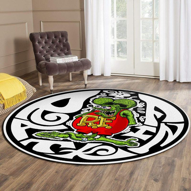 Rat Fink Hot Rod Garage Living Room Round Rug Carpet Bedroom Livingroom Home Decor - Image 3