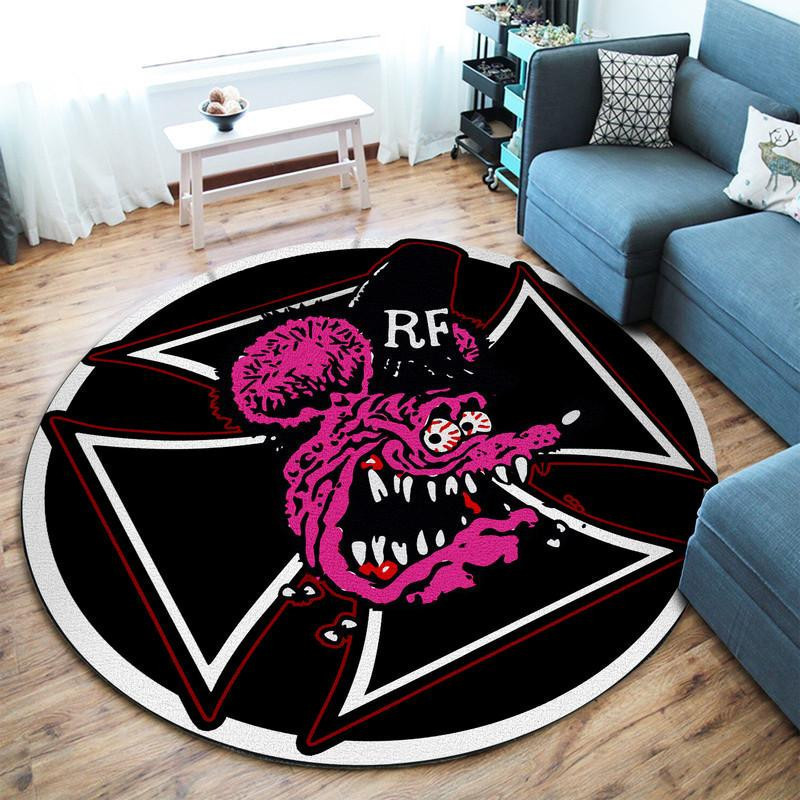 Rat Fink Hot Rod Garage Round Rug Carpet Bedroom Livingroom Home Decor