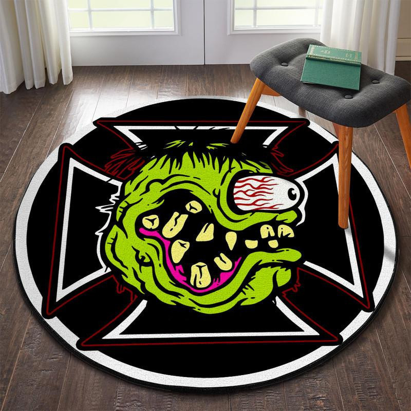Rat Fink Hot Rod Garage Round Rug Carpet Bedroom Livingroom Home Decor