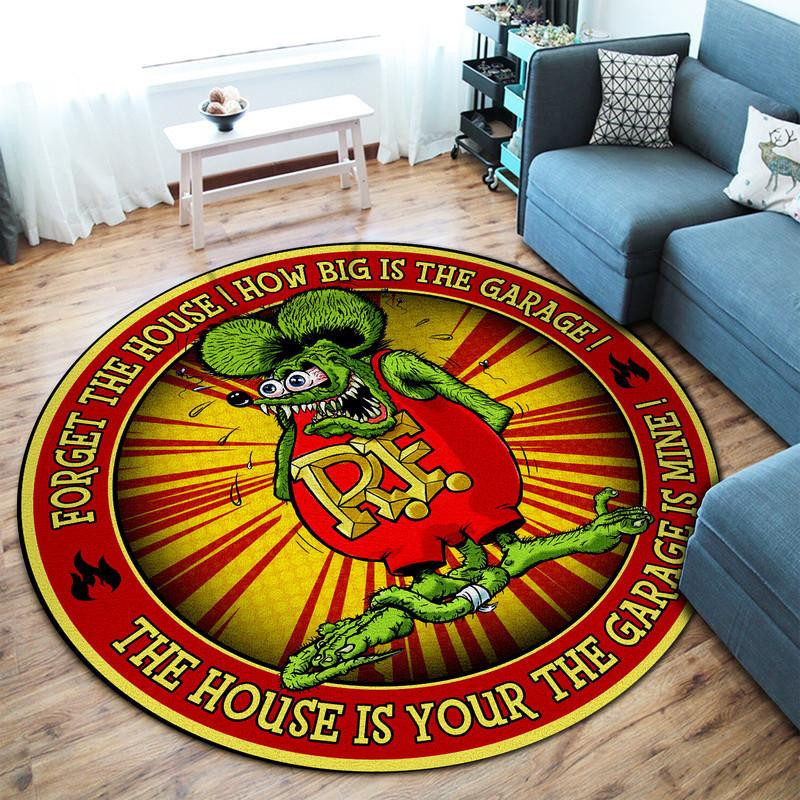 Rat Fink Hot Rod Garage Round Rug Carpet Bedroom Livingroom Home Decor