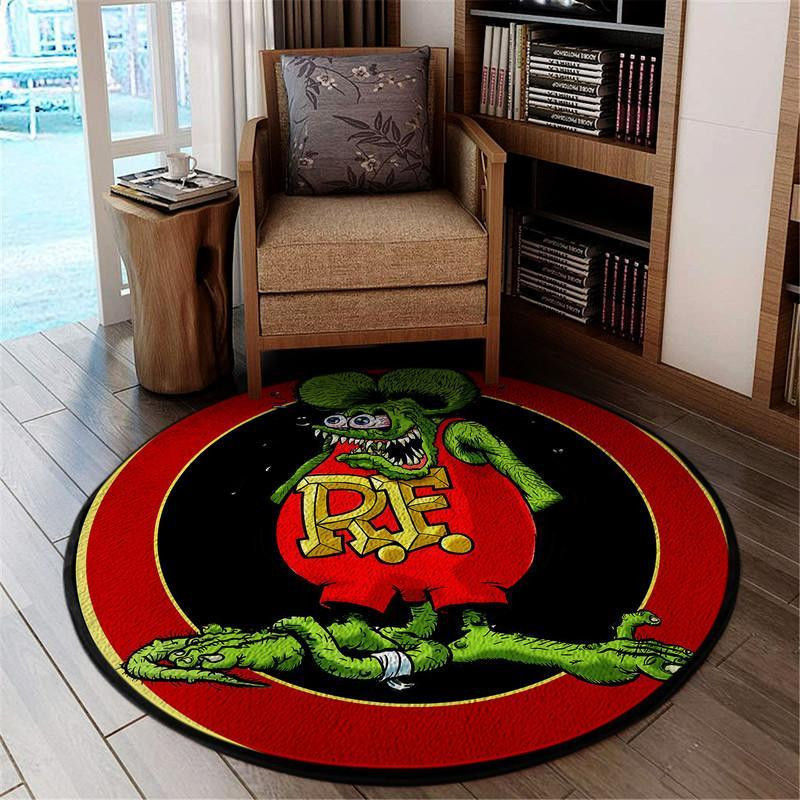 Rat Fink Hot Rod Round Mat Round Rug Carpet Bedroom Livingroom Home Decor - Image 3