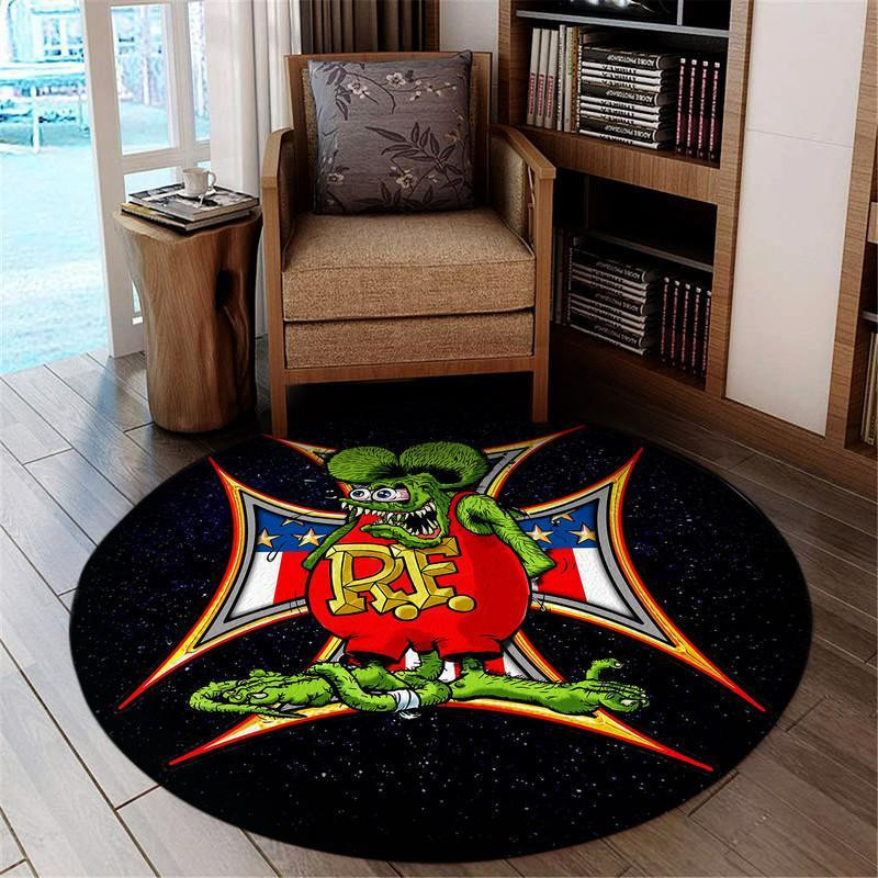 Rat Fink Hot Rod Round Mat Round Rug Carpet Bedroom Livingroom Home Decor - Image 3