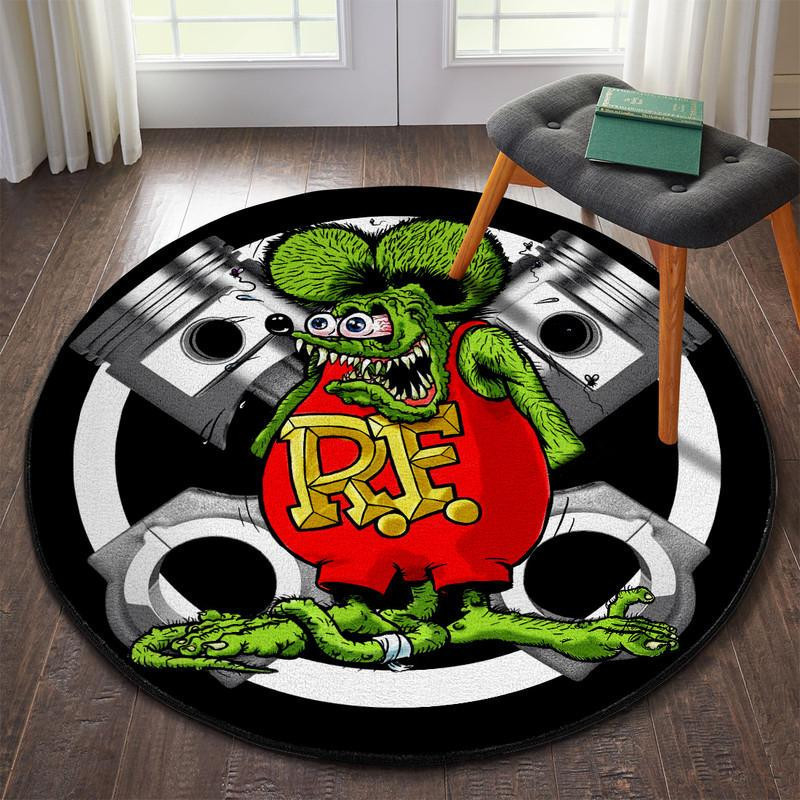 Rat Fink Round Rug Carpet Bedroom Livingroom Home Decor - Image 3
