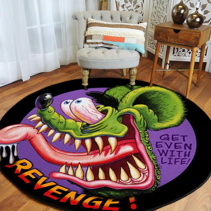 Rat Fink Round Rug Carpet Bedroom Livingroom Home Decor - Image 3