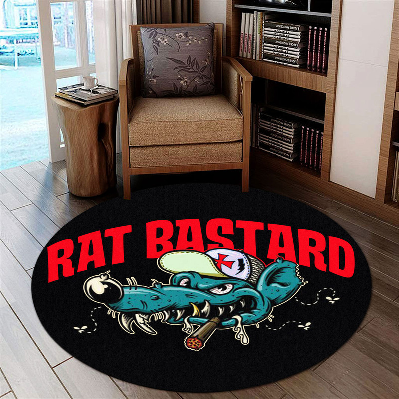 Rat Rod Hot Rod Chopper Round Rug Carpet Bedroom Livingroom Home Decor - Image 3