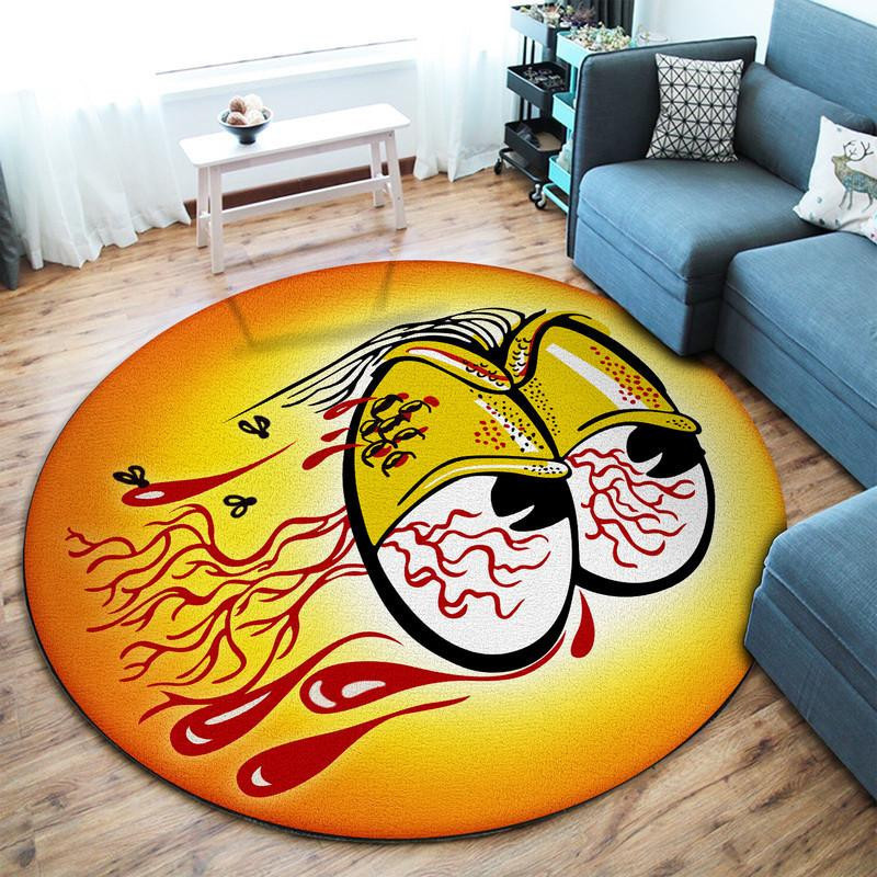 Rat Rod Hot Rod Chopper Round Rug Carpet Bedroom Livingroom Home Decor - Image 3