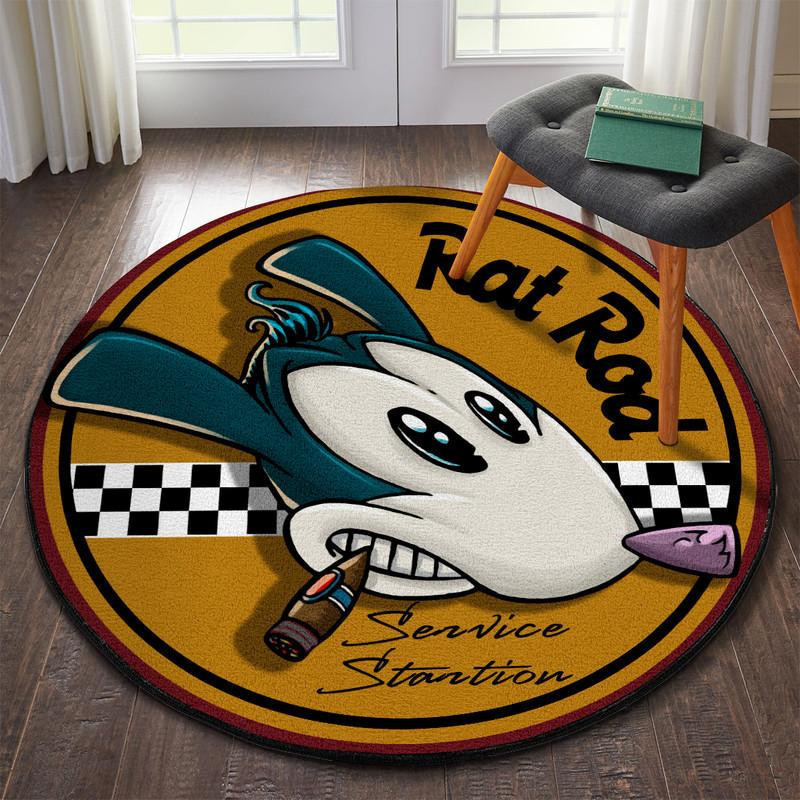Rat Rod Hot Rod Round Rug Carpet Bedroom Livingroom Home Decor