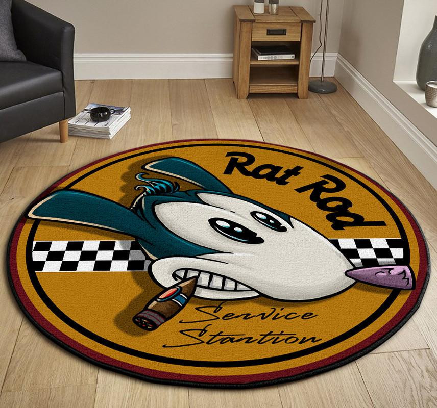 Rat Rod Hot Rod Round Rug Carpet Bedroom Livingroom Home Decor - Image 3