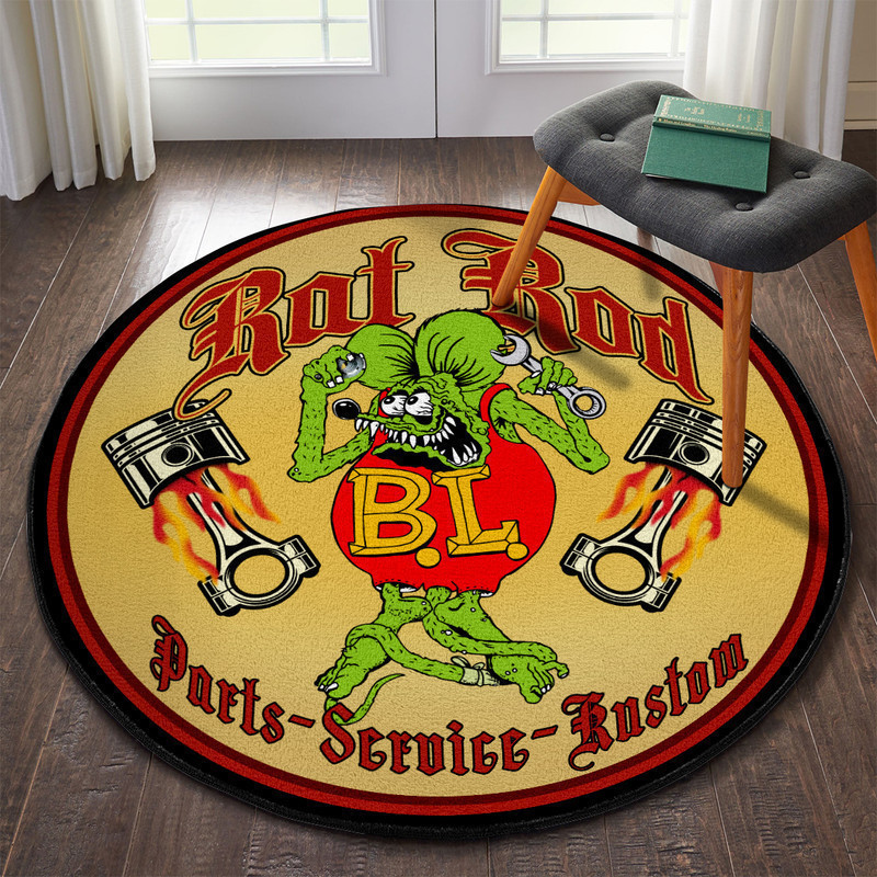 Rat Rod Hot Rod Round Rug Carpet Bedroom Livingroom Home Decor