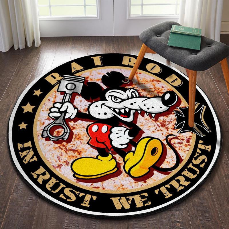 Rat Rod In Rust We Trust Round Rug Carpet Bedroom Livingroom Home Decor