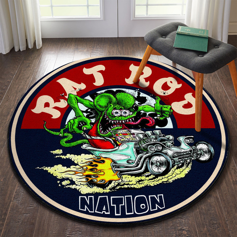 Rat Rod Nation Round Rug Carpet Bedroom Livingroom Home Decor