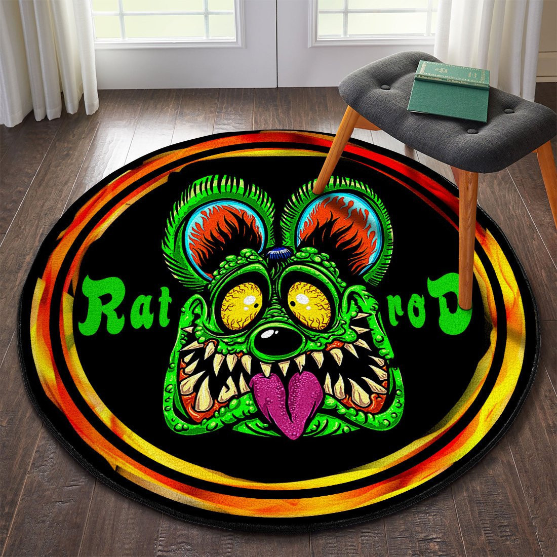 Rat Rod Rat Fink Round Rug Carpet Bedroom Livingroom Home Decor