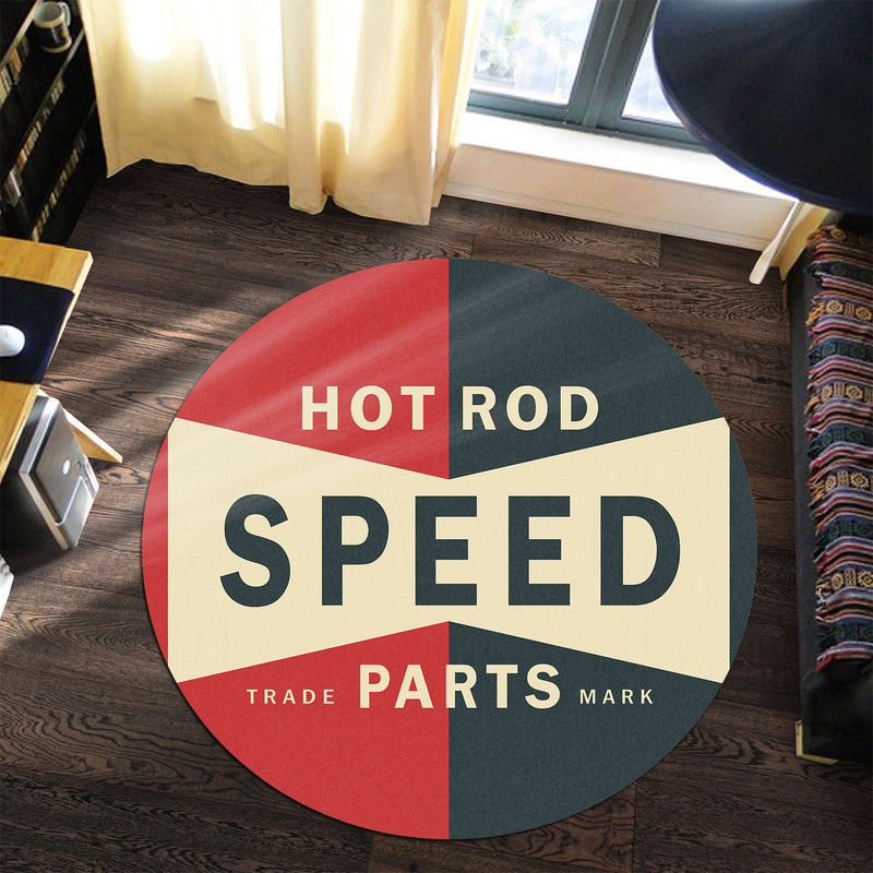 Rat Rod Speed Parts Hot Rod Round Rug Carpet Bedroom Livingroom Home Decor