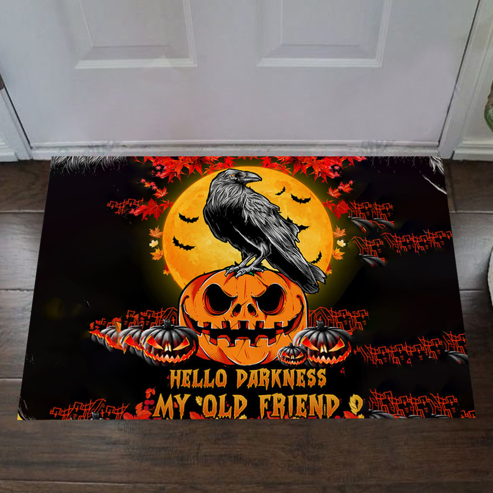Raven Hello Darkness My Old Friend Rubber Doormat Scary Horror Target Halloween Rubber Doormat