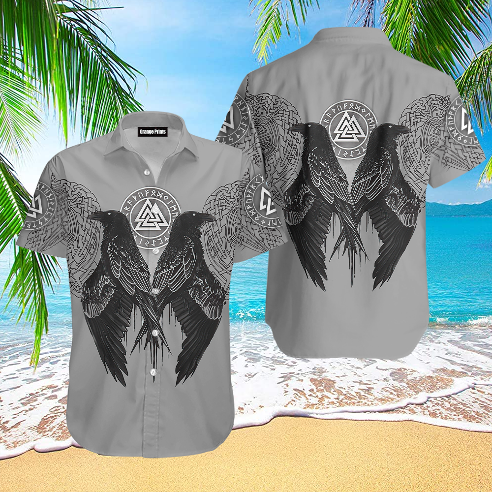 Raven Valknut Viking Hawaiian Shirt
