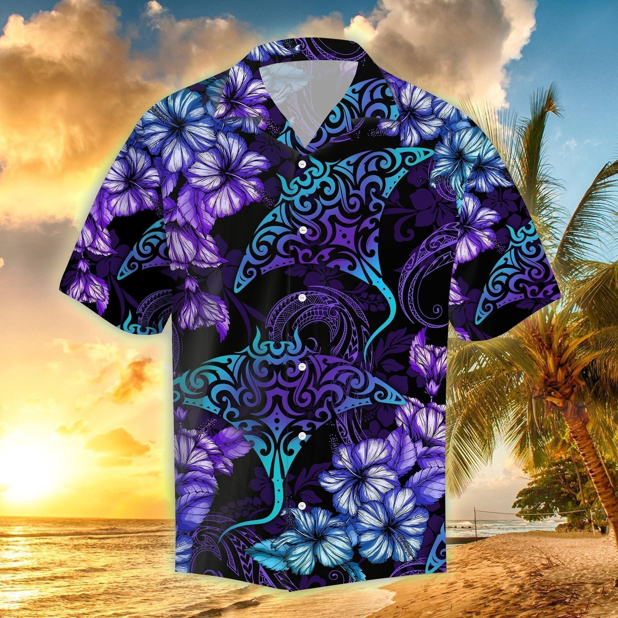 Rays Hibiscus Tropical Hawaiian Shirt