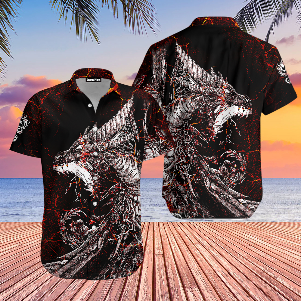 Red Black Tattoo Dragon Hawaiian Shirt