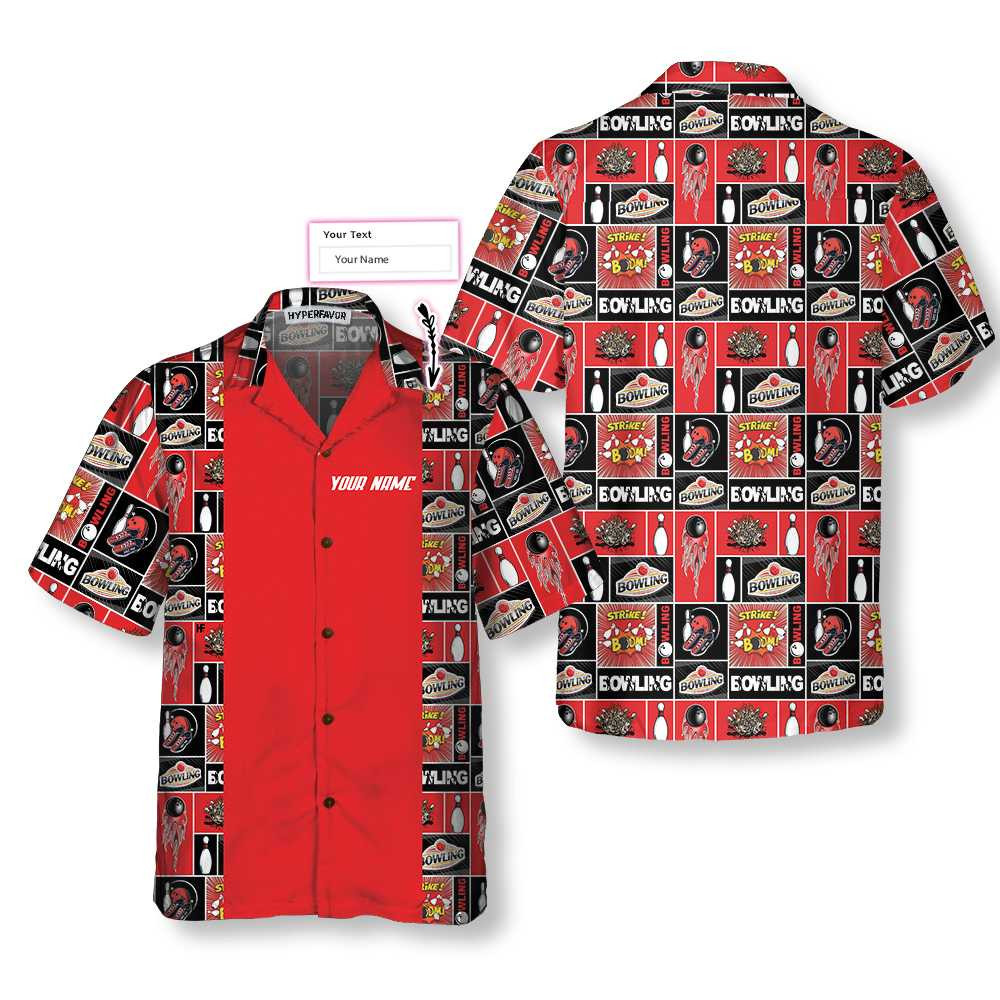 Red Bowling V2 Personalized Hawaiian Shirt