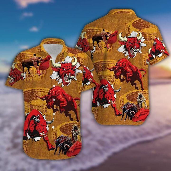 Red Bulls And Bullfighter Hawaiian Shirt