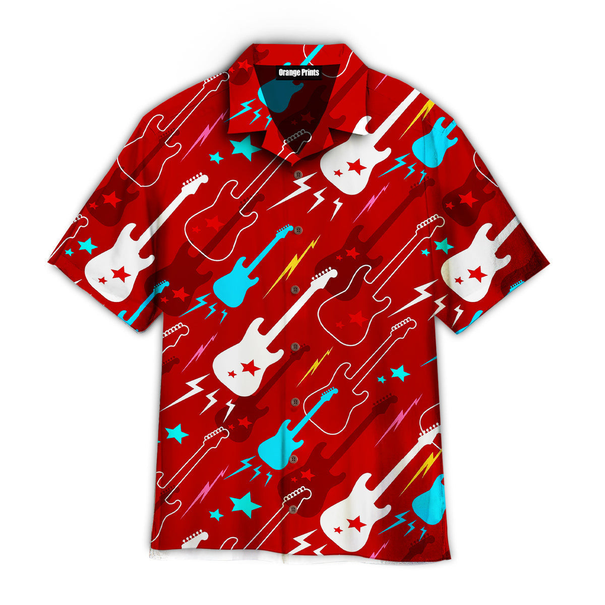 Red Electric Guitar Hawaiian Shirt