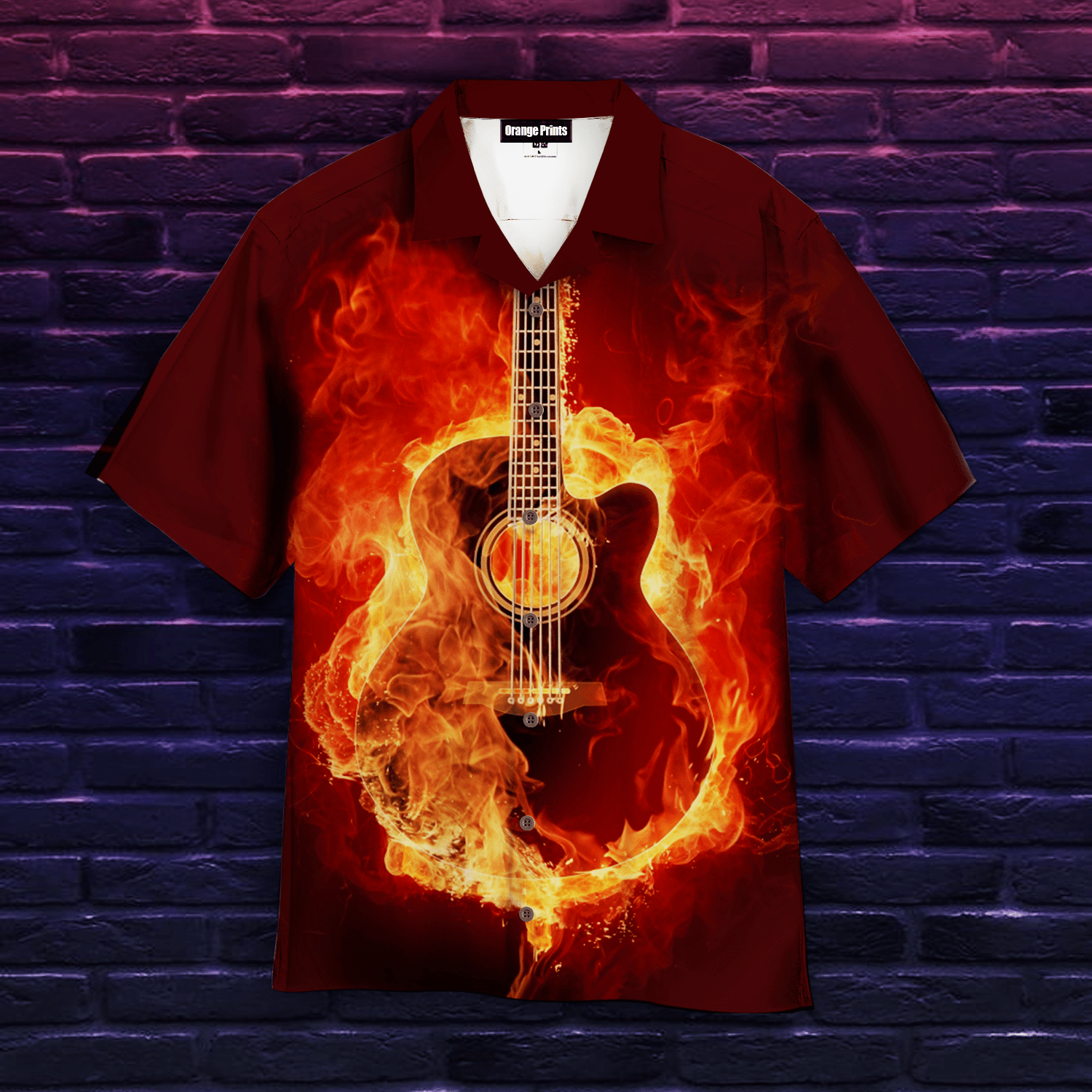 Red Guitar Hawaiian Shirt