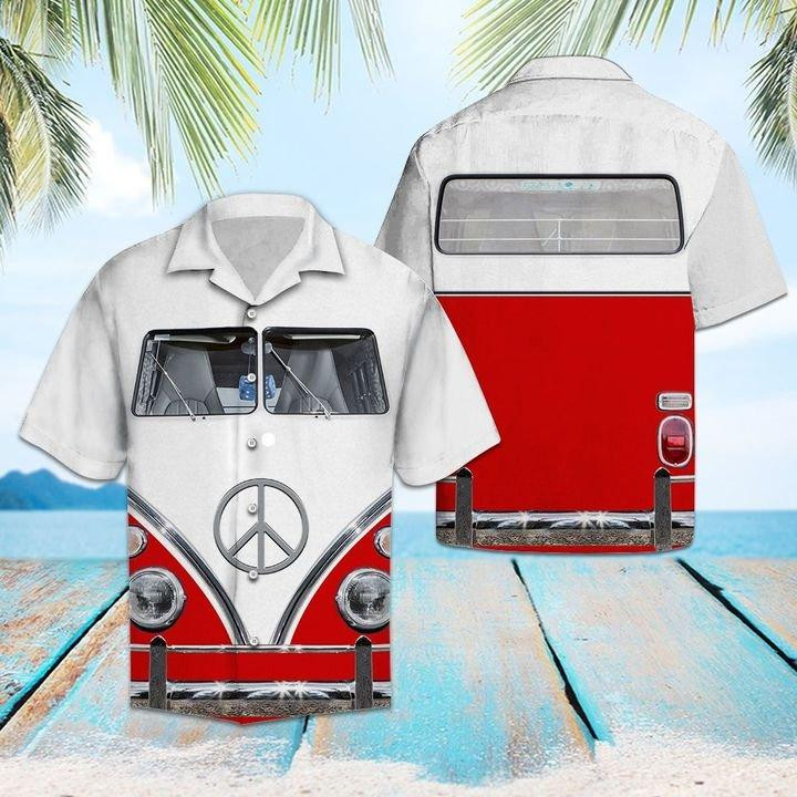 Red Hippie Bus Hawaiian Shirt