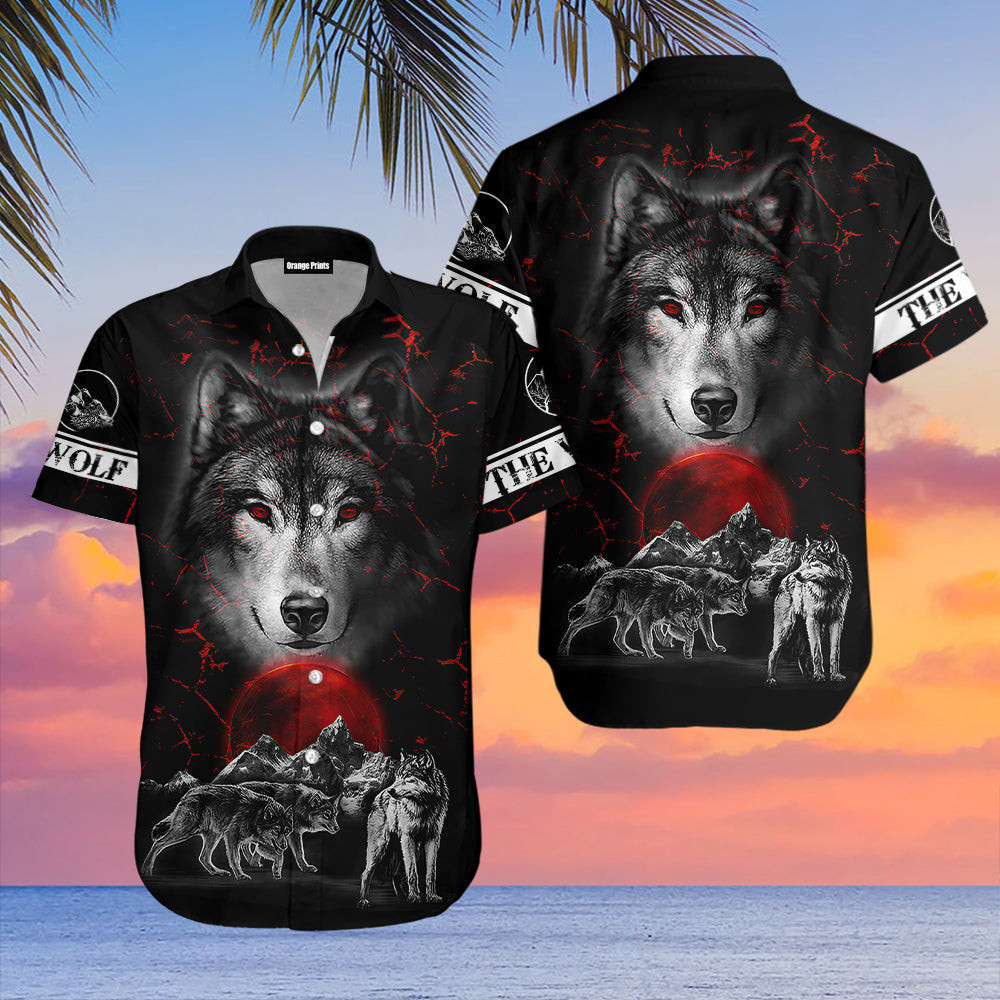 Red Moon Wolf Hawaiian Shirt