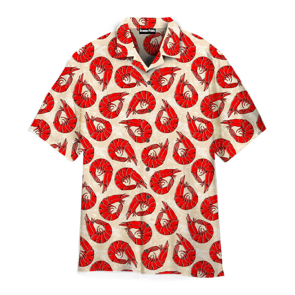 Red Shrimps Pattern Hawaiian Shirt
