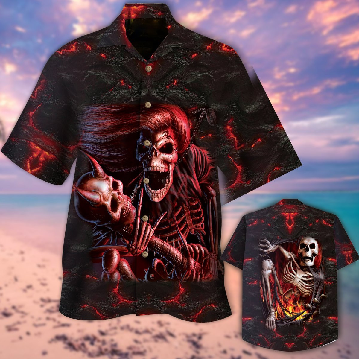 Red Skull Halloween Hawaiian Shirt