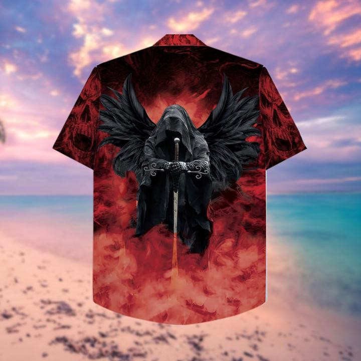 Red Smoke Skull Halloween Hawaiian Shirt