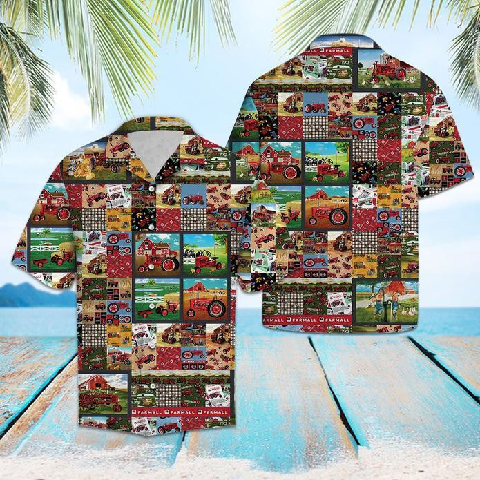 Red Tractor Farmall Hawaiian Shirt