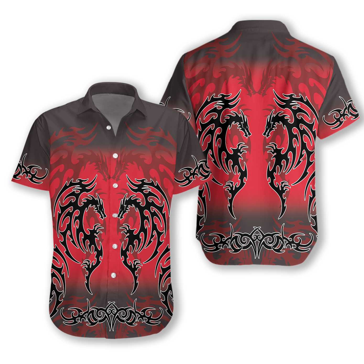 Red Tribal Dragon Hawaiian Shirt