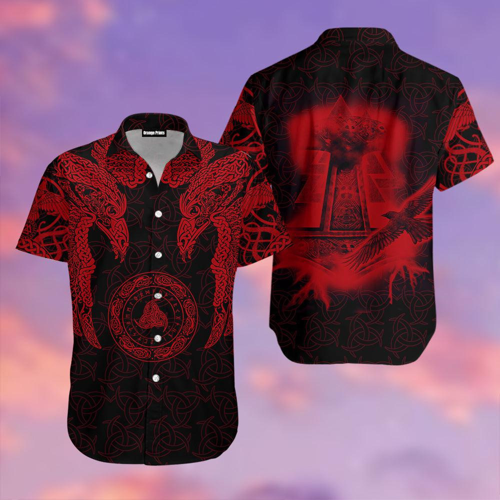 Red Viking Warrior Tattoo Hawaiian Shirt