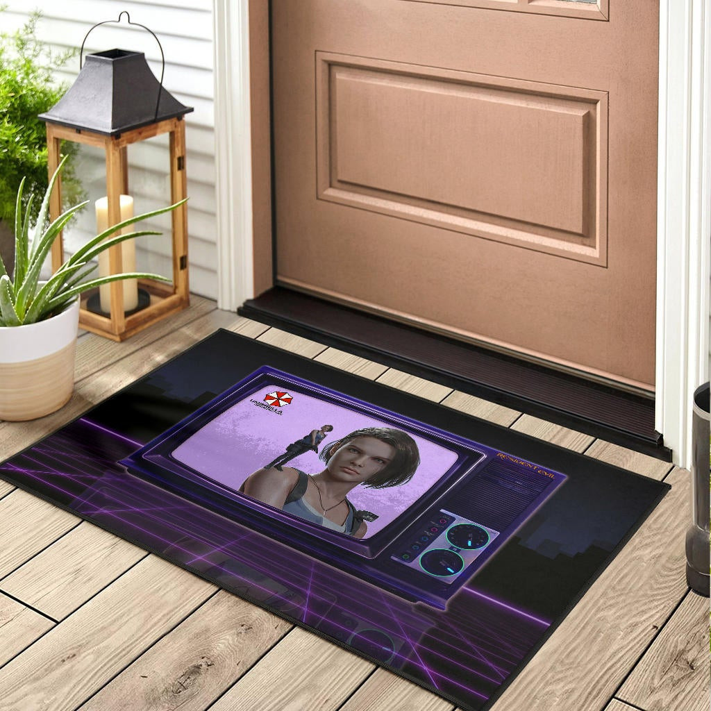 Resident Evil Game Rubber Doormat - Jill Valentine Appear On TV Rubber Doormat Home Decor - Image 3
