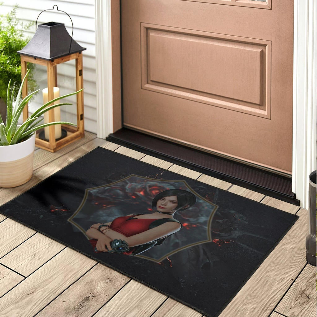 Resident Evil Game Rubber Doormat - Pretty Ada Wong Red Dress Rubber Doormat Home Decor - Image 3