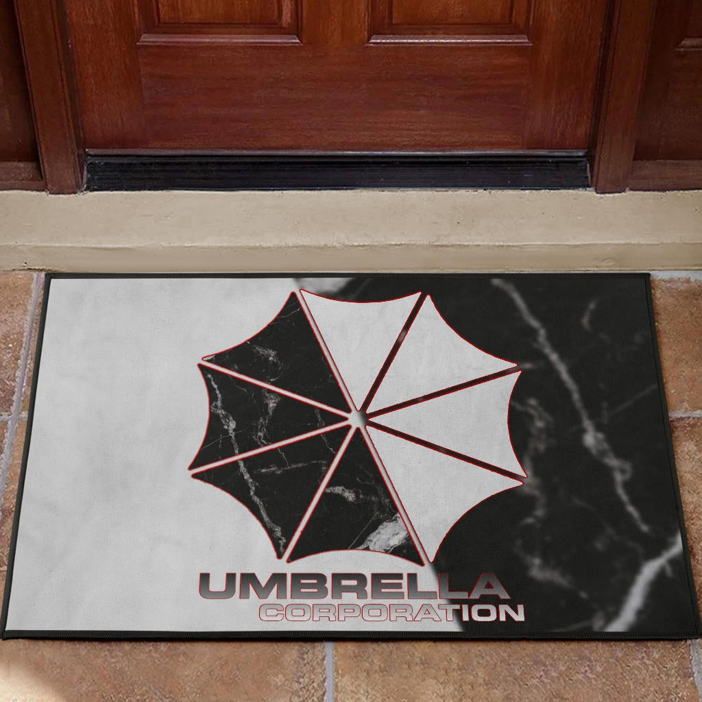 Resident Evil Game Rubber Doormat - Umbrella Corp Symbol Black White Yin And Yang Rubber Doormat Home Decor
