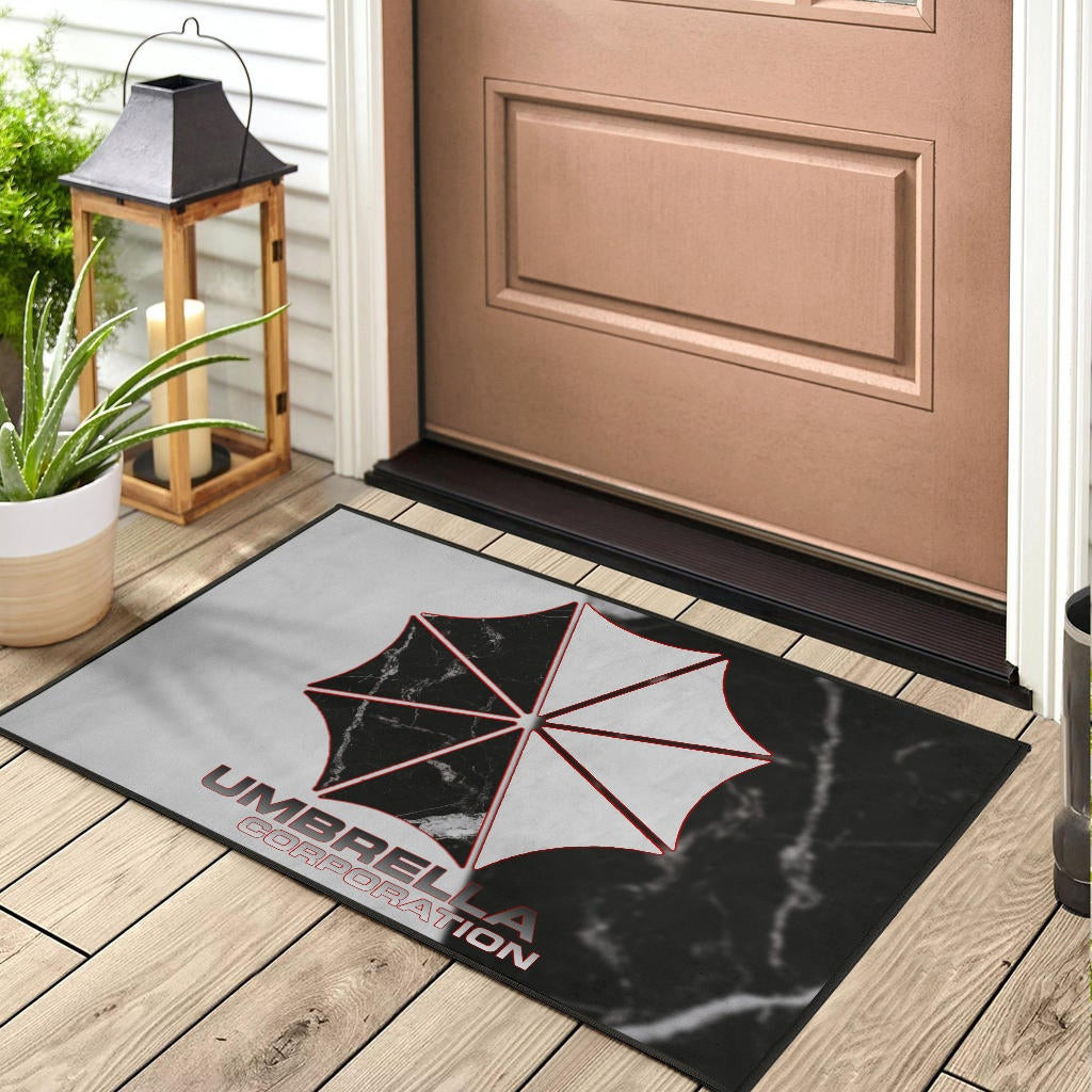 Resident Evil Game Rubber Doormat - Umbrella Corp Symbol Black White Yin And Yang Rubber Doormat Home Decor - Image 3