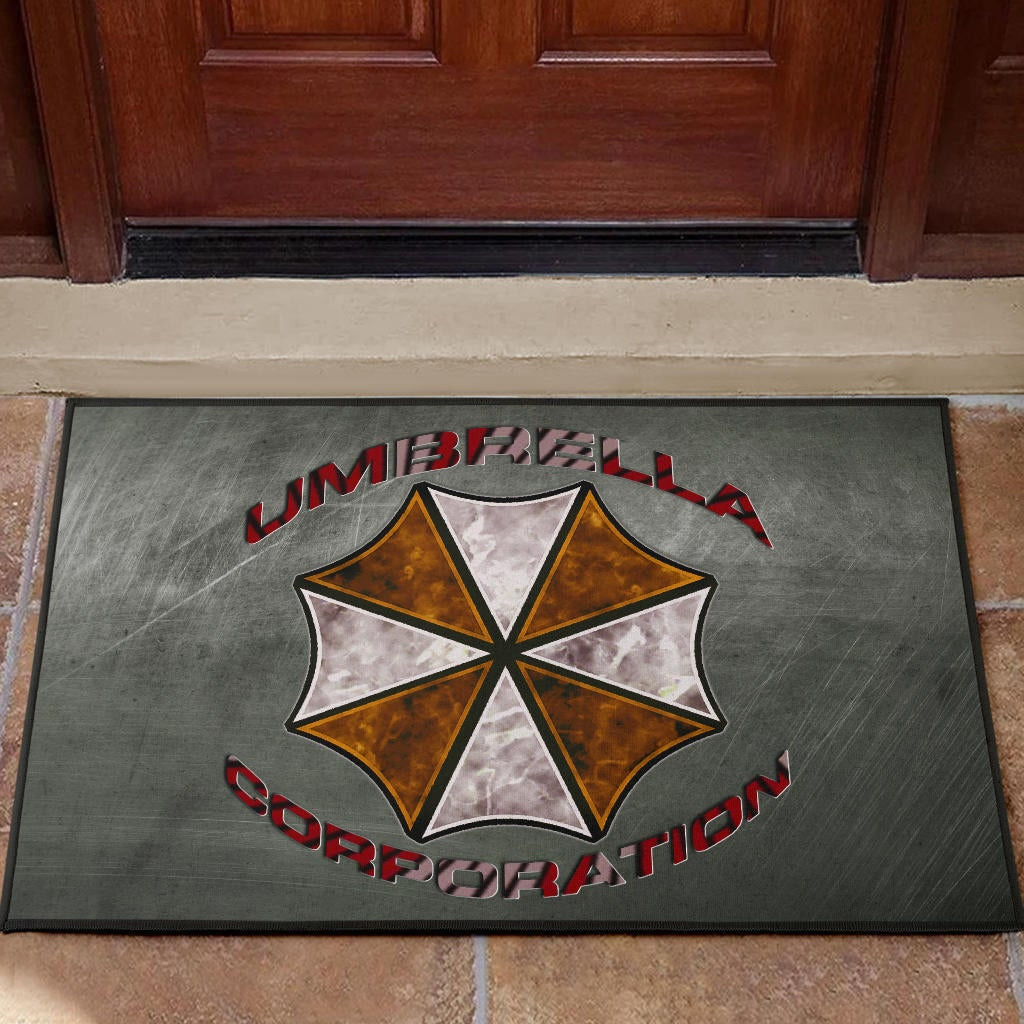 Resident Evil Game Rubber Doormat - Umbrella Corp Symbol Old War Army Style Rubber Doormat Home Decor