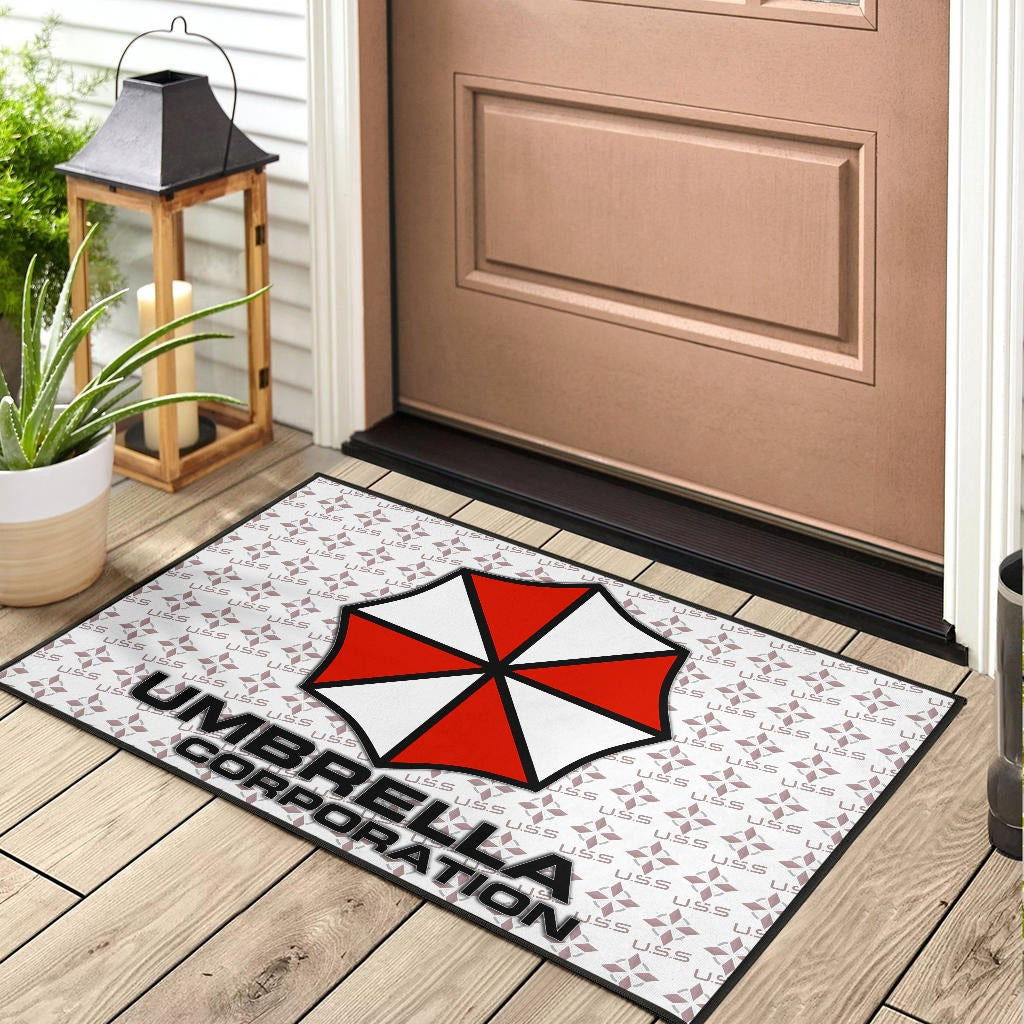 Resident Evil Game Rubber Doormat - Umbrella Corp Symbol USS White And Red Rubber Doormat Home Decor - Image 3