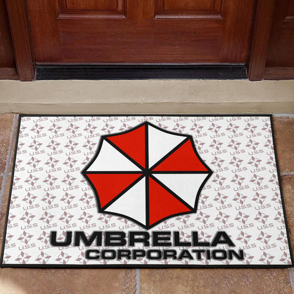 Resident Evil Game Rubber Doormat - Umbrella Corp Symbol USS White And Red Rubber Doormat Home Decor