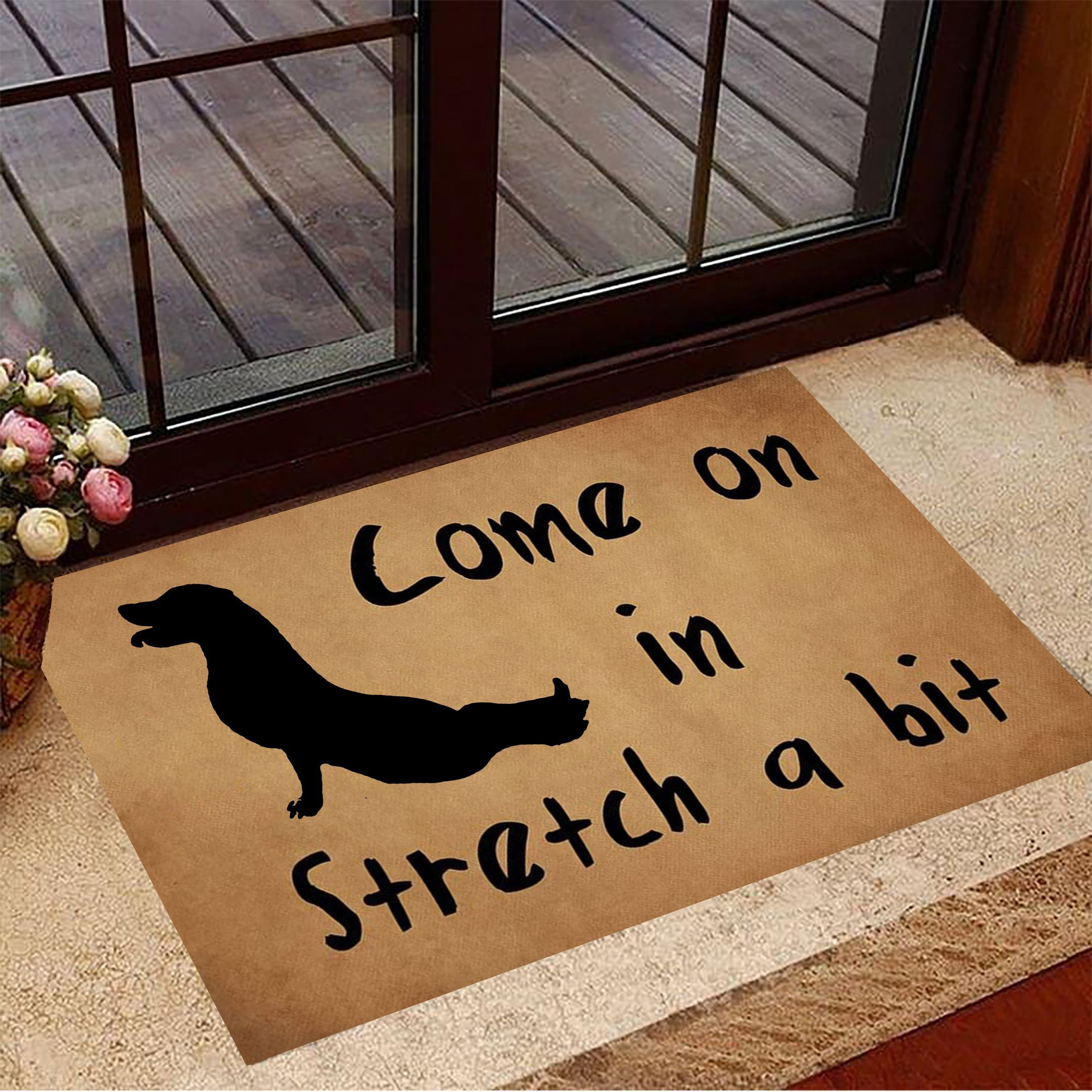 Retriever Come On In Stretch A Bit Yoga Rubber Doormat Best Indoor Door Mats Presents For Dog Owners