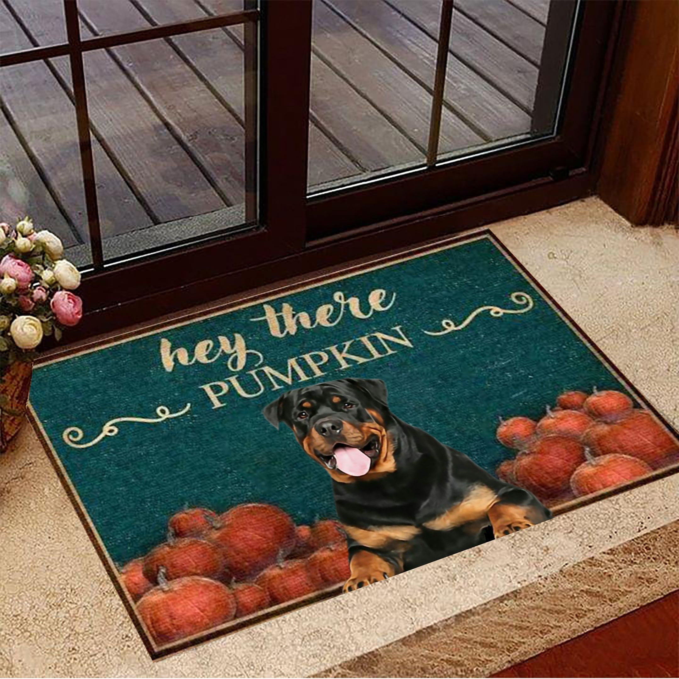 Retriever Hey There Pumpkin Rubber Doormat Fall Door Mats Presents For Dog Lovers