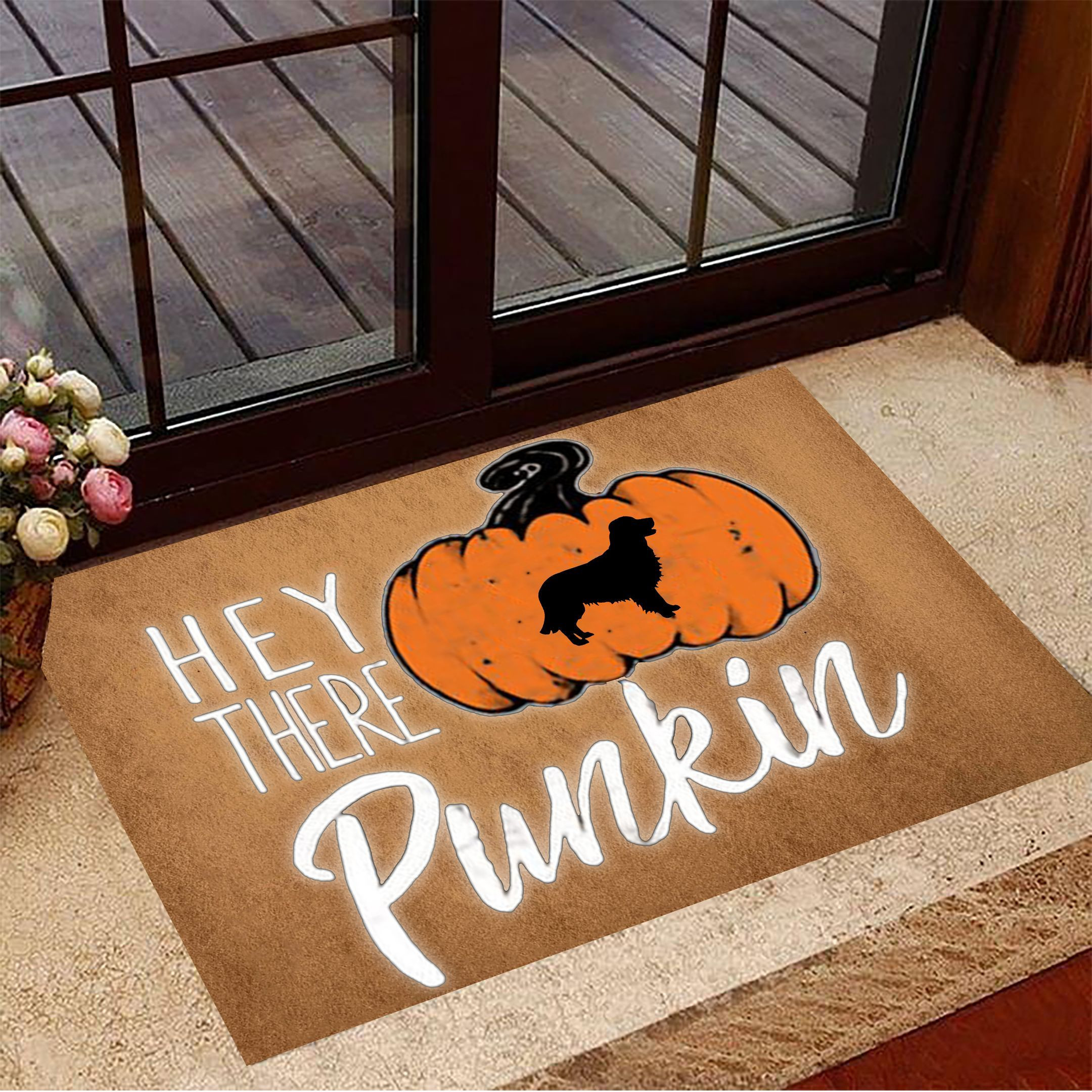 Retriever Hey There Pumpkin Rubber Doormat Fall Welcome Mat Dog Lover Gifts