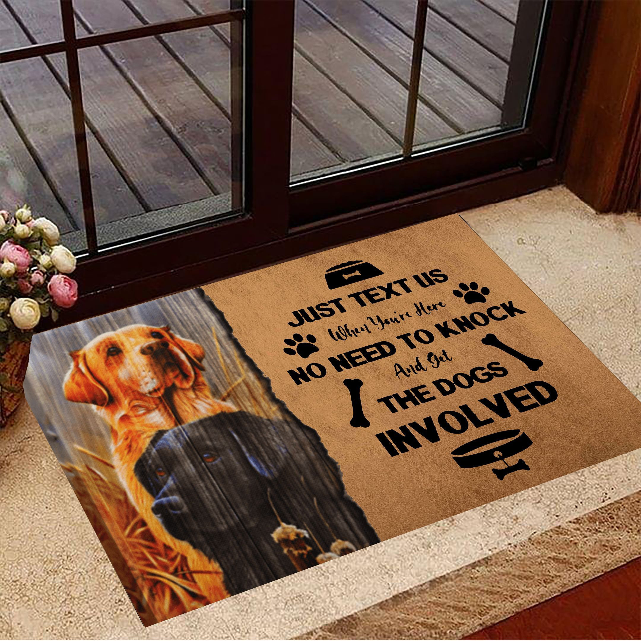 Retriever Just Text Us When You're Here Rubber Doormat Funny Dog Welcome Mat Sayings