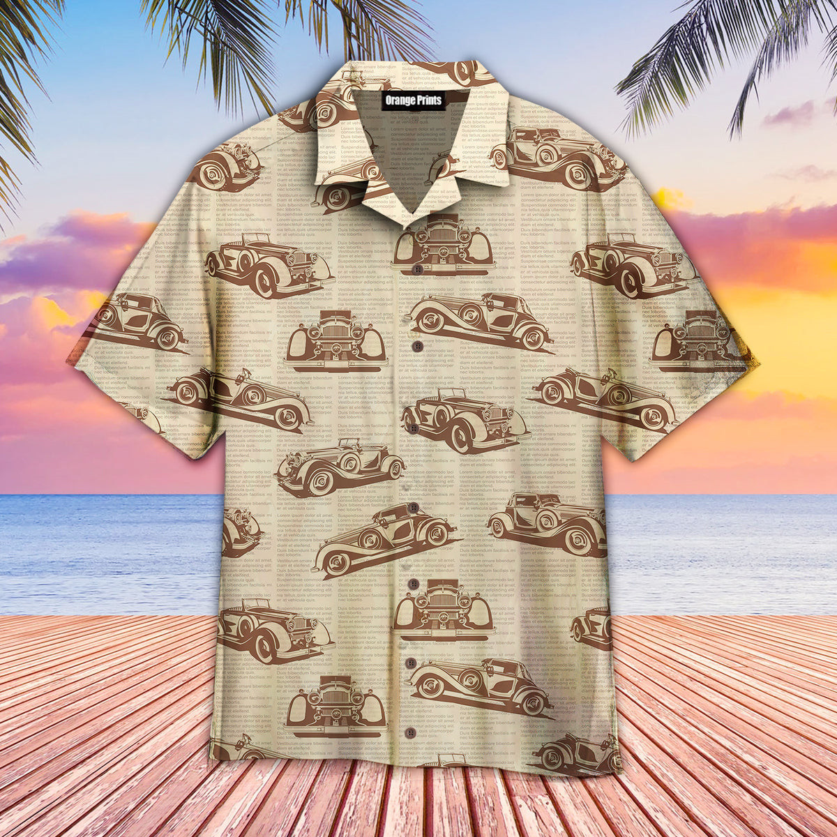 Retro Car Old Newspaper Hawaiian Shirt