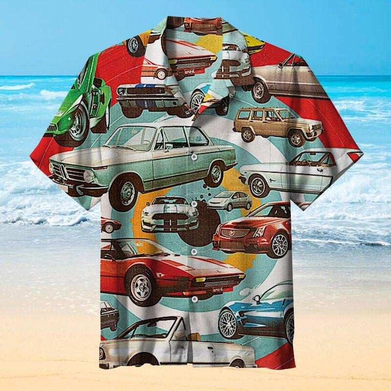 Retro Car Printing Art Hawaiian Shirt