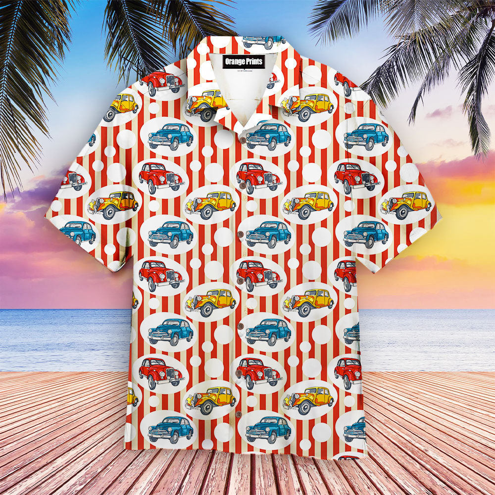 Retro Car Vintage Striped Pattern Hawaiian Shirt